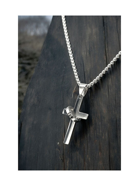 Men's Cross from Steel with Chain