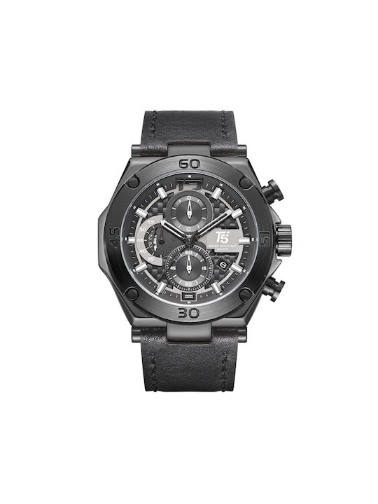 T5 Uhr Chronograph Batterie mit Schwarz Lederarmband