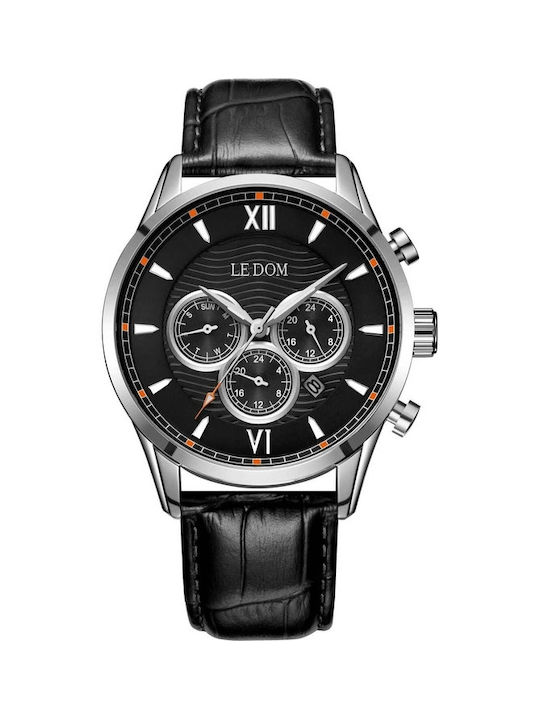 Le Dom Watch Battery with Black Leather Strap