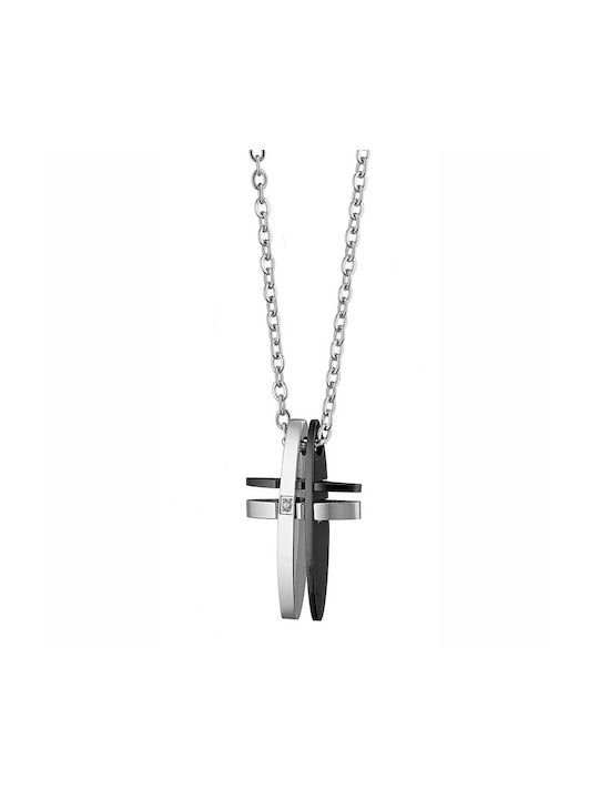 Verorama Herren Kreuz aus Stahl mit Kette