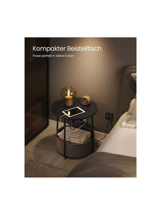 Round Side Coffee Table Wooden Ebony Black / Sl...