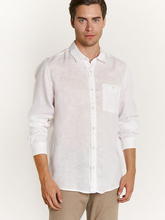 Edward Jeans Men's Shirt Linen White
