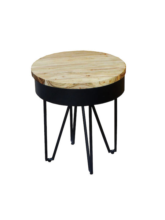 Round Coffee Table made of Solid Wood Massif Akakias L70xW70xH45cm