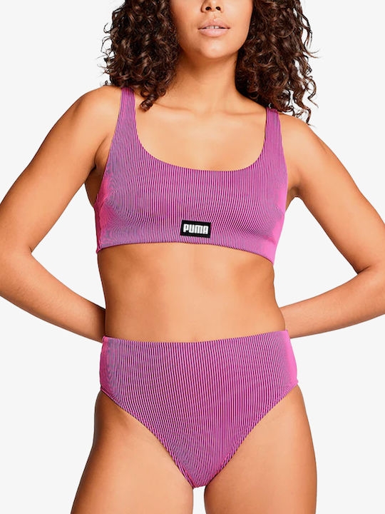 Bikini Slip Hohe Taille Pink/black