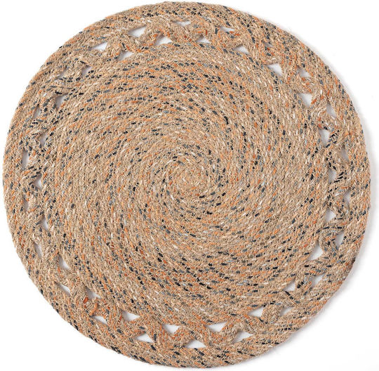 Silk Fashion Round Wicker Placemat Black 38cm