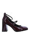 Pumps mit Riemchen Burgundisch