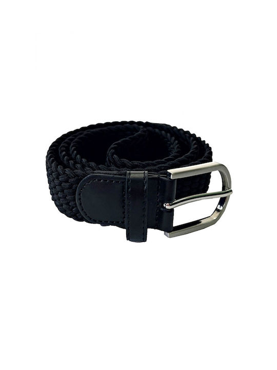 Dors Men's Knitted Leather Elastic Belt Black
