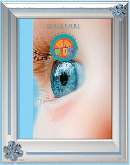 Slevori Schleife Kinder Fotorahmen Silber Blau 13x18cm