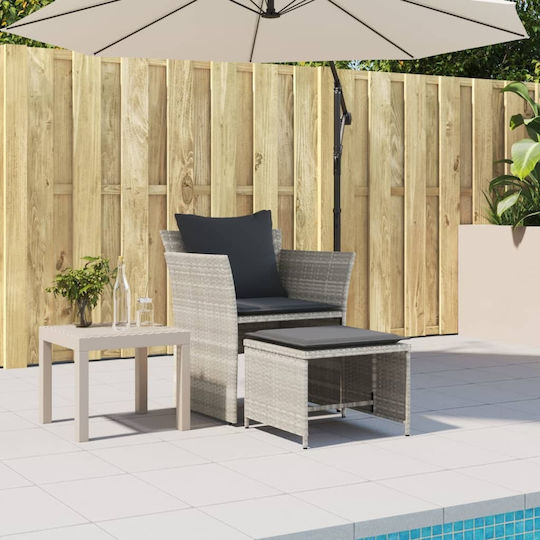 Outdoor Armchair Rattan Light Gray with Cushion 50x50x36cm