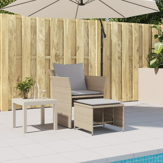 Outdoor-Sessel Rattan Beige mit Kissen 50x50x36εκ.
