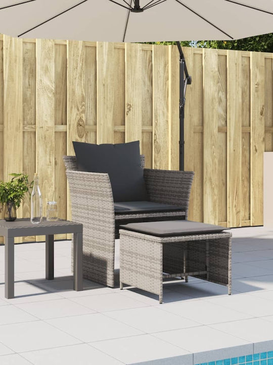 Fotoliu de exterior Rattan Gri cu pernă 50x50x36cm