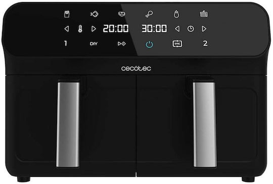 Cecotec Cecofry Advance 9000 Heißluftfritteuse mit Doppel-Abnehmbarer Korb 9Es Schwarz