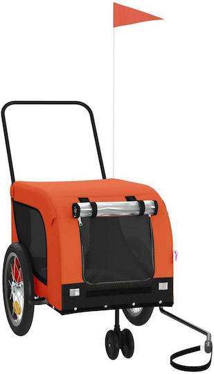 vidaXL Dog Carrying Orange Bicycle Trailer for 45kg Pets L125xW66xH63cm