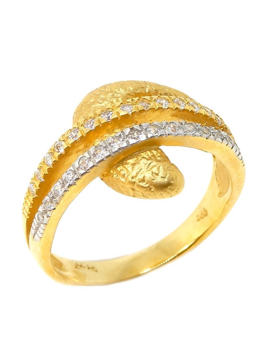Polytimo Ring with Zircon made of Gold 14K
