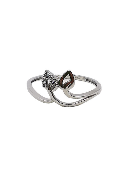 Kosmima1 Ring with Pearls made of White gold 14K