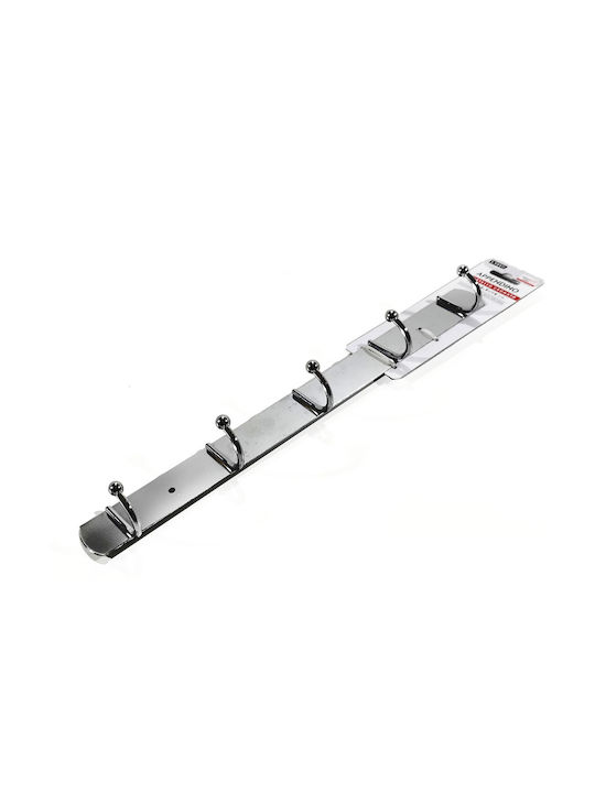 ArteLibre Metal Wall Hanger with 5 Slots Silver 38x5x4cm 1pc