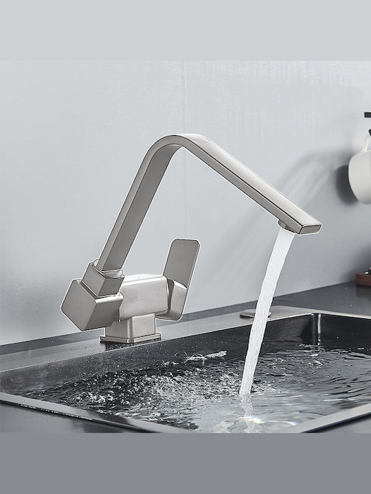 Stocco U-Shaped Kitchen Faucet Counter Silver