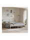 King Size Metal Bed White with Slats for Mattress 183x213cm