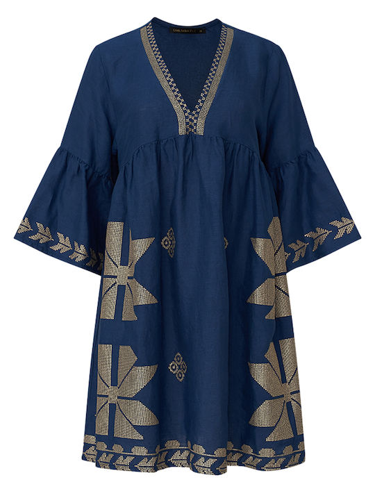 Greek Archaic Kori Dress Blue