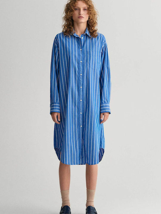 Gant Rochie-Cămașă Midi Albastră