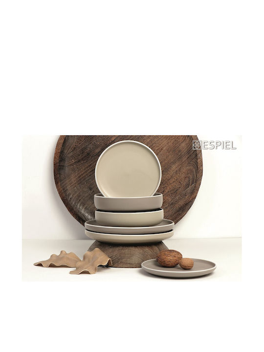 Espiel Mood Plate Shallow Ceramic Gray with Diameter 27.3cm