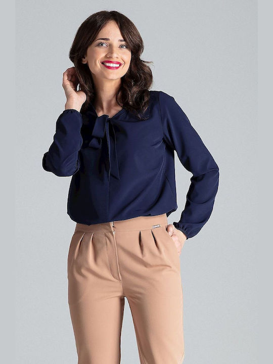 Lenitif Women's Blouse Long Sleeve Navy Blue