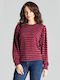 Lenitif Damen Pullover Gestreift Rot