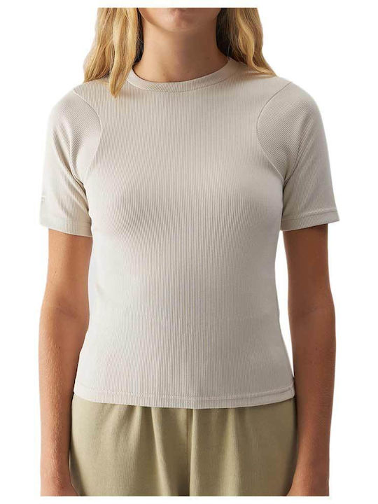 4F Women's Blouse Short Sleeve Beige