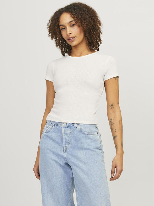 Jack & Jones Feminin Crop Tricou Alb