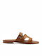 Leder Flache Sandalen für Damen in Braun Farbe