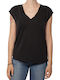 Only Women's Blouse with V Neckline Black