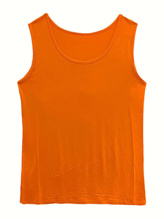 Ustyle Women's Blouse Cotton Sleeveless Orange