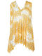 C-Throu Women's Sleeveless Sweater with V Neckline Gold