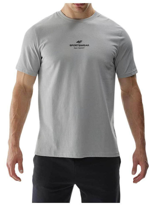 4F Herren T-Shirt Kurzarm Silber