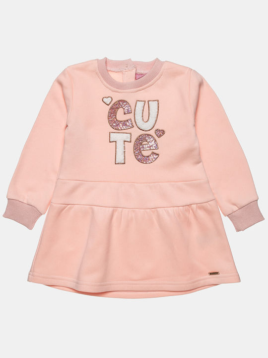 Alouette Sweatshirt Kids Dress with Sequins Orange