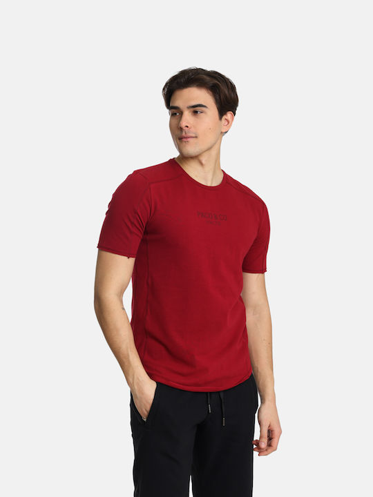 Paco & Co T-shirt Bărbătesc cu Mânecă Scurtă Burgundy