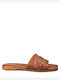 Sante Leather Women's Flat Sandals in Tabac Brown Color