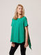 Diverse System Women's Summer Blouse Short Sleeve Green