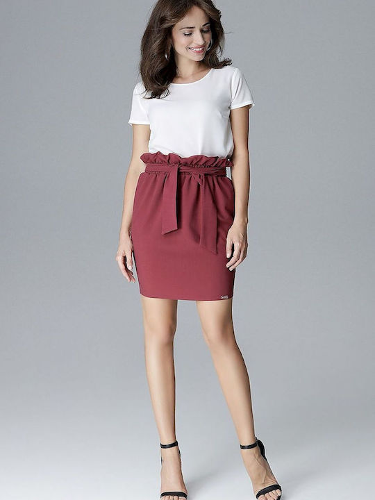 Lenitif Pleated Skirt in Red color