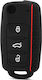 Car Key Cover Case made of with 3 Buttons for VW in Black Color