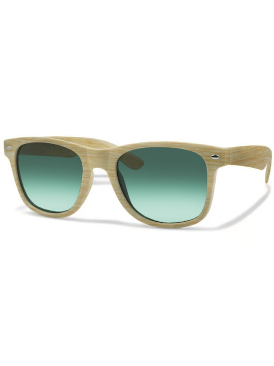 Optosquad Sunglasses with Beige Plastic Frame and Green Gradient Lens 1001-beige