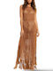Chicret Damen Kleid Strand Braun