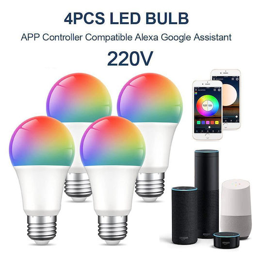 LTC Audio Smart Bulbs LED 9W for Socket E27 and Shape A60 RGB 806lm Dimmable 4pcs