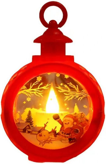 Crăciun Sticlos Lampion Roșu 13.5x9cm.