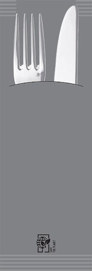 PaperQ Besteck Papier Plain Smile Slim Line Serviette Luxus 2F Gray 25x8.5cm Stück