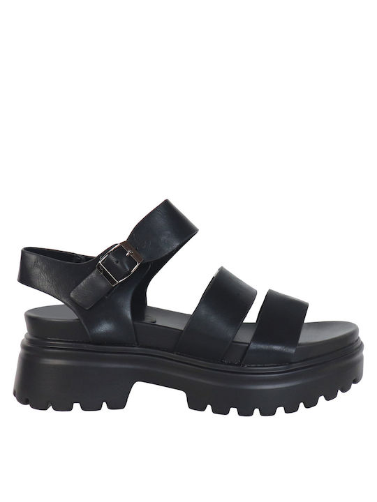 Migato Women's Flat Sandals Flatforms in Black Color