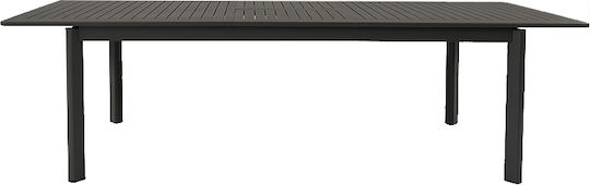 Tisch Speisesaal Ausziehbar Aluminium Schwarz 217(+129)x100x75cm