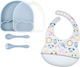 Baby Cloud Set de hrănire Curcubeu din Silicon cu Bază Antiderapantă Albastru deschis 4buc