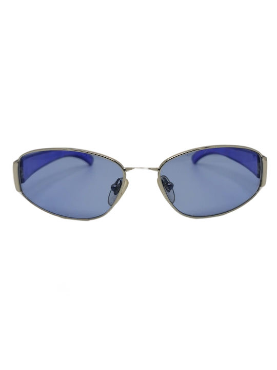 Byblos Women's Sunglasses with Silver Metal Frame and Blue Mirror Lens 716S-3002/4