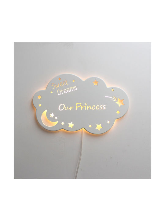 Wooden Kids Wall Light Sweet Dreams Our Princess